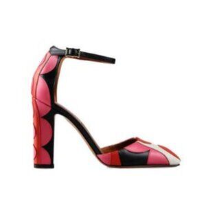 Valentino Red Black Pink White Leather Garavani Carmen Ankle Strap Pumps Size 36